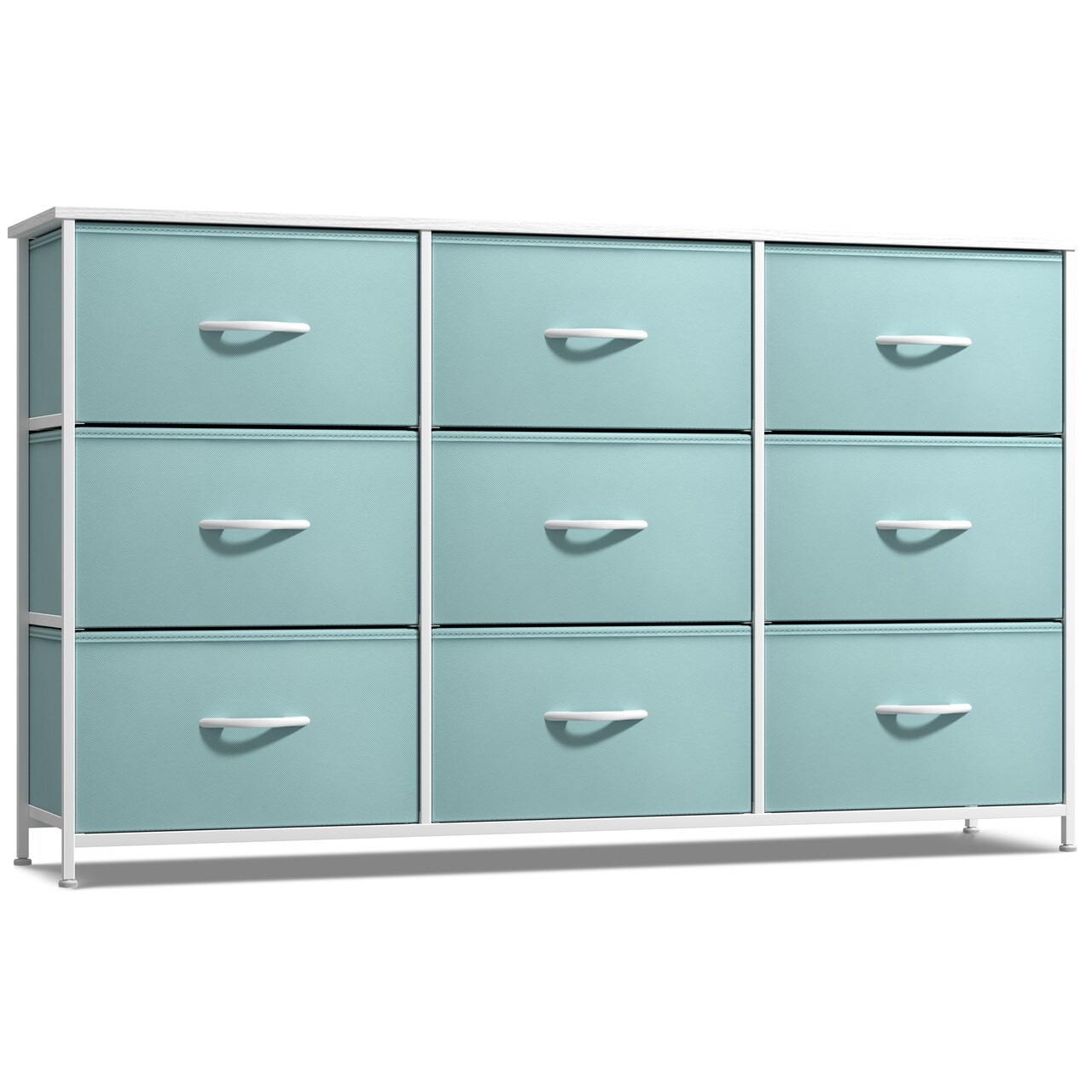 Sorbus 9 Drawers Dresser- Storage Unit with Steel Frame, Wood Top, Fabric Bins - for Bedroom, Closet, Office and more